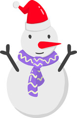 Hand Drawn cute happy snowman illustration