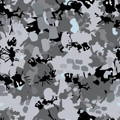 Urban camouflage of various shades of grey, black and white colors