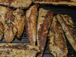 freshly cooked fish on the grill