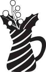 Hand Drawn Christmas flower jug illustration