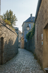 Street view into a characteristic bystreet in Carentan, Normandy, France