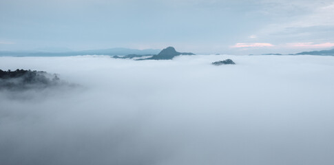 fog and mountains in the morning
