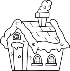 Hand Drawn cute christmas house illustration