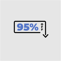 95% OFF discount tag box with arrow