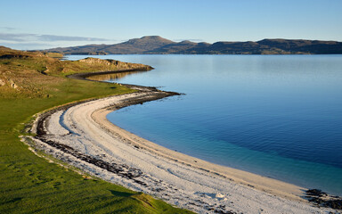 
The beautiful Coral Beach along the loch Dunvegan totally deserted at sunset on the Isle of Skye,...