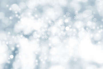 White snowflake blurred on gray defocused background, Luxury christmas shine wallaper.