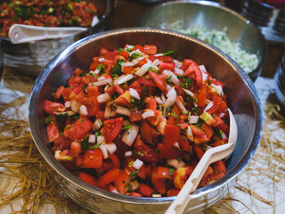 delicious tomato salad in the pot