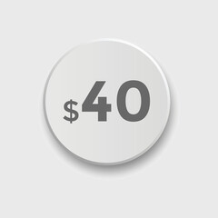 Monthly 40 Dollar price tag or sticker. forty dollars sales tag. shopping promotion marketing concept. sale promotion Price Sticker Design
