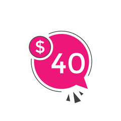 Monthly 40 Dollar price tag or sticker. forty dollars sales tag. shopping promotion marketing concept. sale promotion Price Sticker Design
