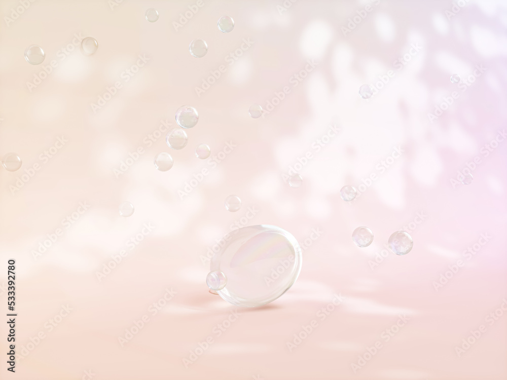 Poster natural beauty podium backdrop for product display with water drops on pastel color background. 3d r