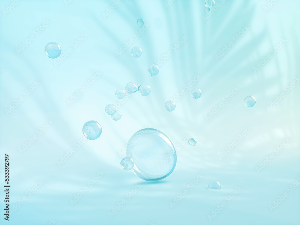 Aufkleber natural beauty podium backdrop for product display with water drops on pastel color background. 3d r