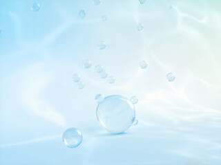 Natural beauty podium backdrop for product display with water drops on pastel color background. 3d rendering.