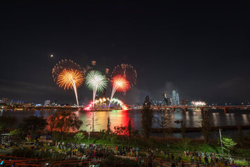 Fireworks Festival and Seoul City, South Korea.
