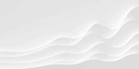 Stacked white rising abstract wave shapes over white background, abstract data visualisation or growth concept