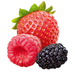 Composição com frutas vermelhas - morango, amora e framboesa 