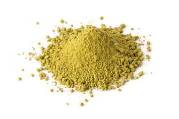 heap of dry henna powder, lawsonia inermis, powdered leaves from henna tree or mignonette or...