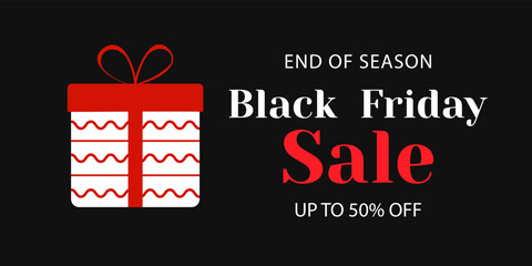 Naklejka na ściany i meble Stock vector Black Friday horizontal banner end of season sale