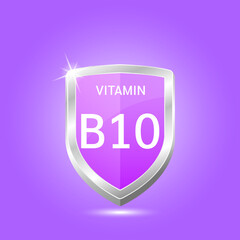 Capsule vitamin B10 structure purple and white It's transparent and vitamin pill is on inside. Beauty concept. Personal care. 3D Vector Illustration. transparent capsule pill. Drug business concept.	
