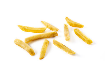 Fried potatoes, french fries isolated on white background