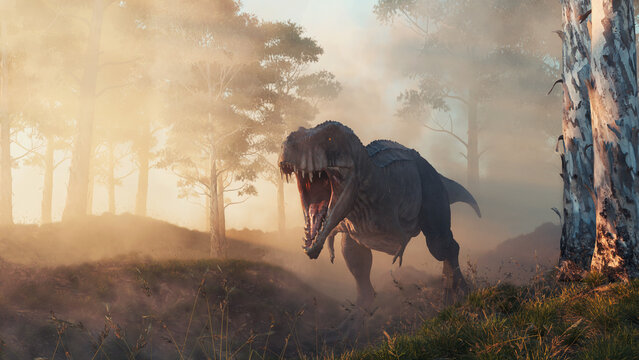 T rex in forest