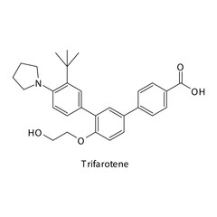 Trifarotene molecule flat skeletal structure, 4th generation retinoid used in acne, psoriasis Vector illustration on white background.