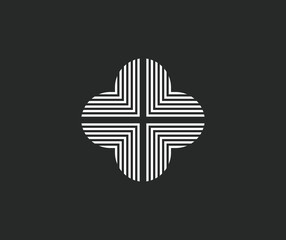 Creative plus, medical line art icon, logo vector illustration. Elegant, luxury floral logo design template.