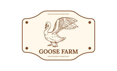 goose drawing classic vintage logo illustration. label, product packaging.