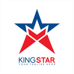 Obraz premium Vector star design logo with king concept.