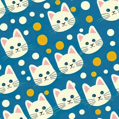 Seamless pattern with cute colourful Kittens and Cats. Creative childish texture. Great for fabric, textile Illustration or wrapping paper.