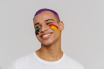 Portrait of young handsome stylish smiling happy boy