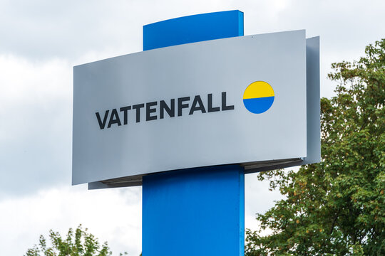 Firmenschild des Energieerzeugers vattenfall vor dem Betriebsgel&auml;nde in Brunsb&uuml;ttel