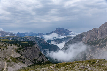 Clouds between the peaks of the dolomites
