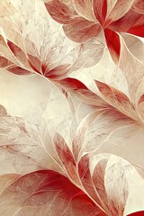 Elegant abstract background design elements in cream white and red field gradient with leaf-like shapes of autumn leaves