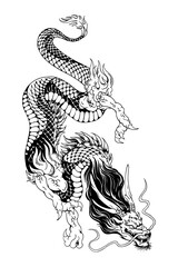 Fototapeta na wymiar asian dragon hand drawn illustration