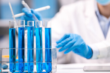 Health care researchers working in life science laboratory, medical science technology research work for test a vaccine, coronavirus covid-19 vaccine protection cure treatment