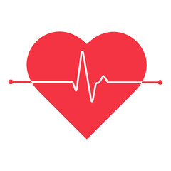 Heart and heartbeat symbol with cardiogram. Healthcare, fitness and love concept. Vector illustration.