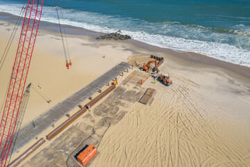 Boardwalk maintenance on the beach