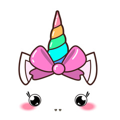 Kawaii cute unicorn horn, funny colorful  cartoon.