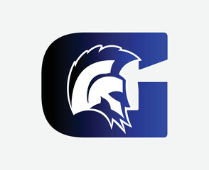 gladiator logo with letter G, gym and fitness icon.