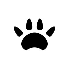 Black Vector Paw Print Silhouette Icon Drawing.