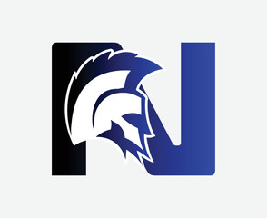 gladiator logo with letter N, fitness and gym icon with white back ground.