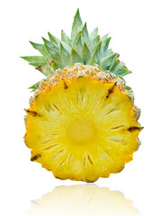 Pineapple slice isolated. Pineapple on white With clipping path