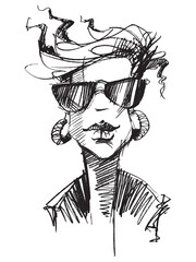 Portrait of a girl. Fashion Woman sketch. Glamor Style. Fashion illustration. Girl face. girl in glasses