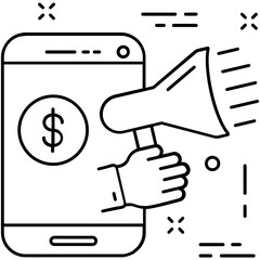 Mobile Marketing Line Vector Icon