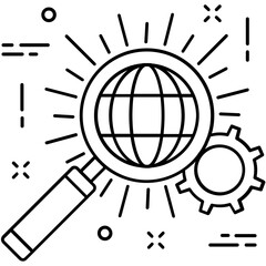 Global Search Line Vector Icon