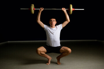 Nineteen year old teen boy exercising