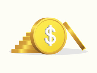 golden coin, dollar symbol