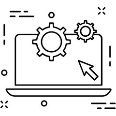 Laptop Settings Line Vector Icon