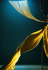 background with yellow feathers person dancing