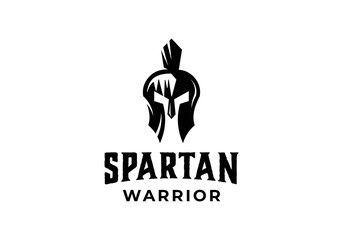 Spartan warrior knight army helmet logo design template